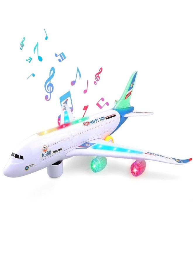 AtomDream Tech Bump and Go Airplane Toy - Realistic Airplane Model with 4D Lights & Sound - Moving Plane Toy for Kids Ages 3-12 - Automatic Direction Change on Collision - Great Gift for Kids(Blue) - Image 1